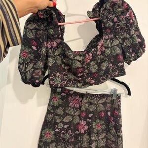 Zara Black and Pink Floral co-ord set
